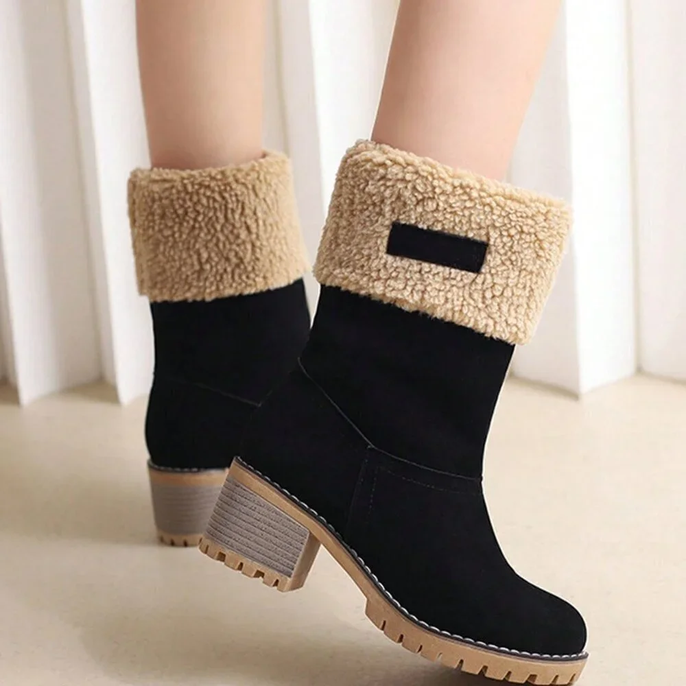 Black Casual Women's Faux Fur faux suede winter Boots